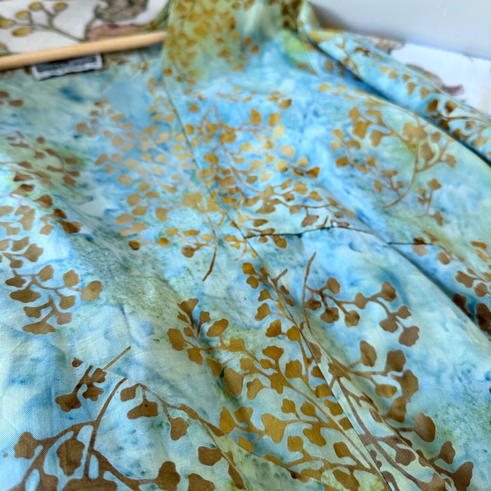 Tienda Ho Tunic Boho Earthy Fairy Hippie Fern Leaf Asymmetrical Hem Blue Green - Picture 9 of 11